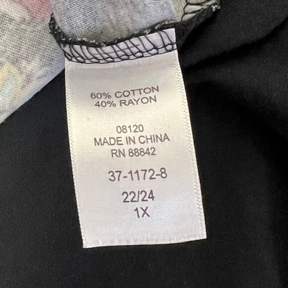 ROAMANS WOMENS SLEEVELESS TUNIC, BLACK WITH COLORFUL FRONT PANEL, SIZE 22/24 1X - Picture 6 of 6